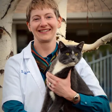 Dr. Burkman holding cat